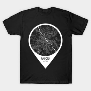 Warsaw, Poland City Map - Travel Pin T-Shirt